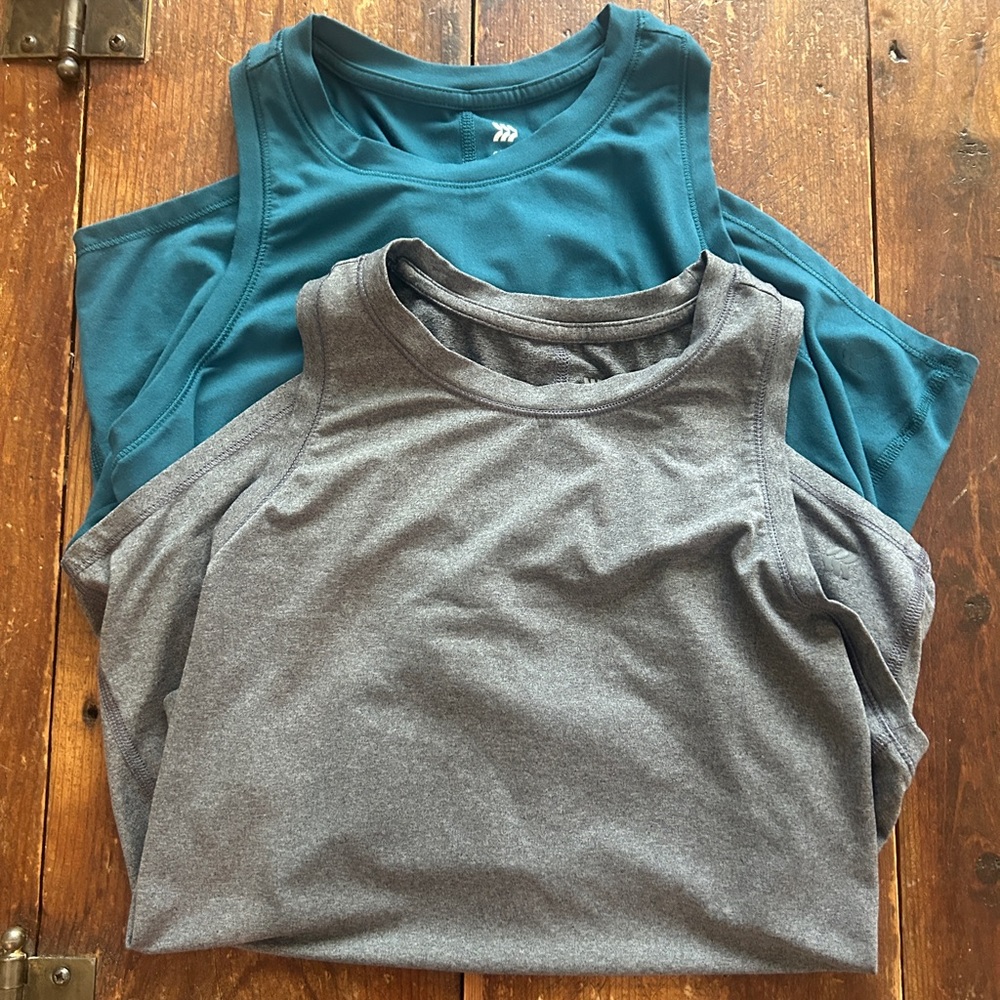 All in Motion (Target) Gray & Teal Sleeveless Athletic Tanks - Set of 2 - Med